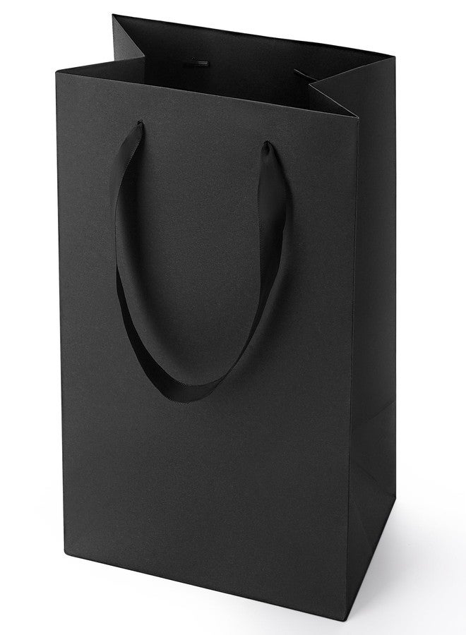MOXARYSU Black Gift Bags With Handles: 8x5x10 Inch 5pcs Black Paper Bags Medium Bulk For Party Shopping Birthday Wedding (M-5) - Image 1